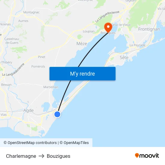 Charlemagne to Bouzigues map