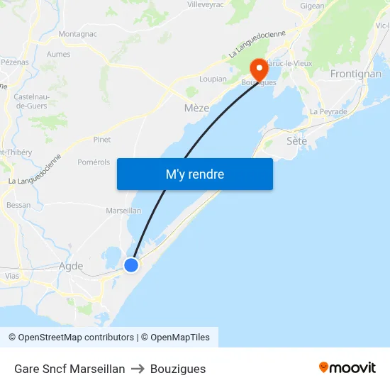 Gare Sncf Marseillan to Bouzigues map