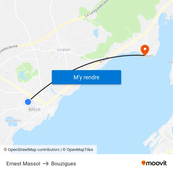 Ernest Massol to Bouzigues map