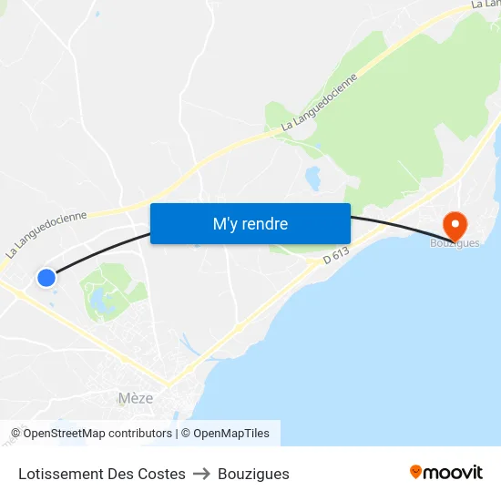 Lotissement Des Costes to Bouzigues map