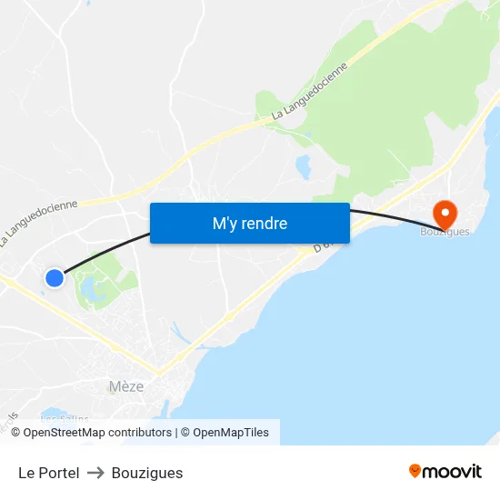 Le Portel to Bouzigues map