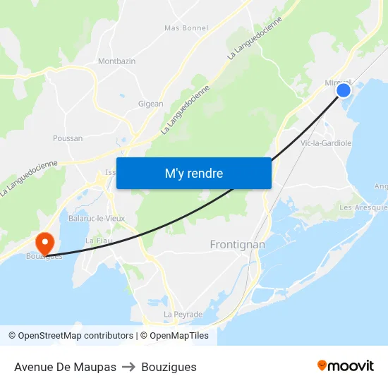 Avenue De Maupas to Bouzigues map