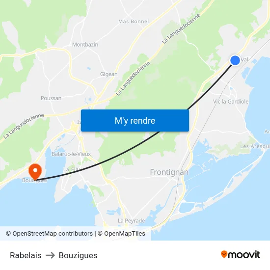 Rabelais to Bouzigues map