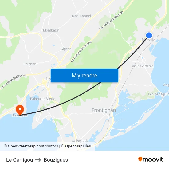 Le Garrigou to Bouzigues map