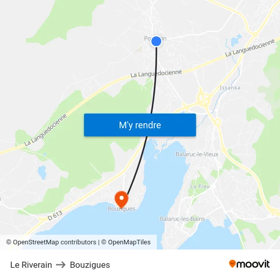 Le Riverain to Bouzigues map