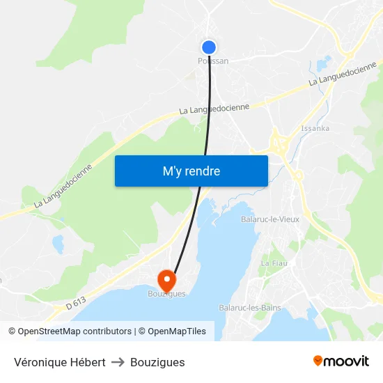 Véronique Hébert to Bouzigues map