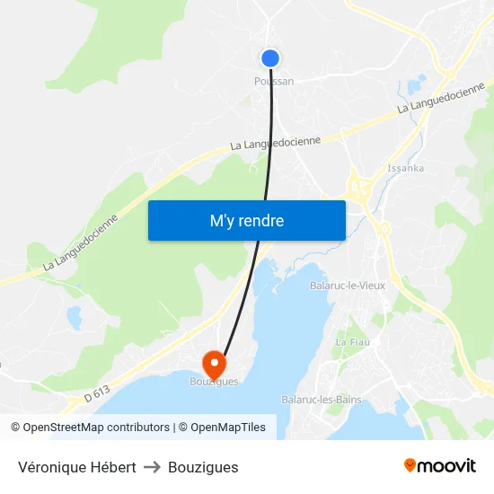 Véronique Hébert to Bouzigues map
