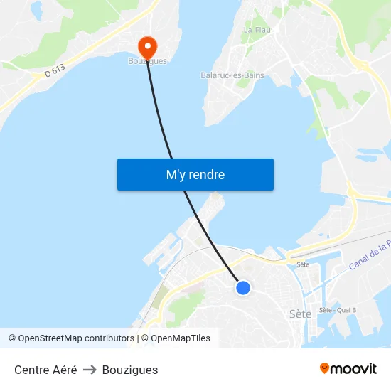 Centre Aéré to Bouzigues map