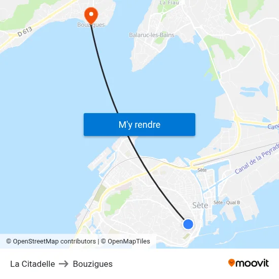 La Citadelle to Bouzigues map