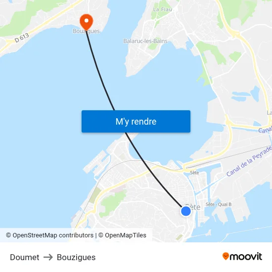 Doumet to Bouzigues map