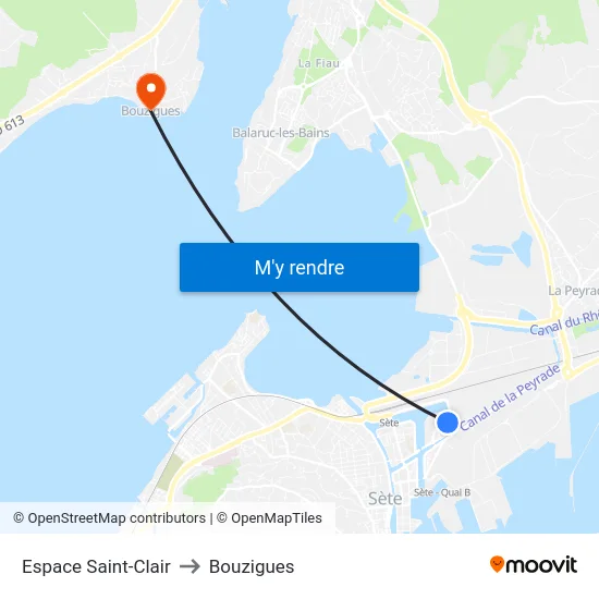 Espace Saint-Clair to Bouzigues map