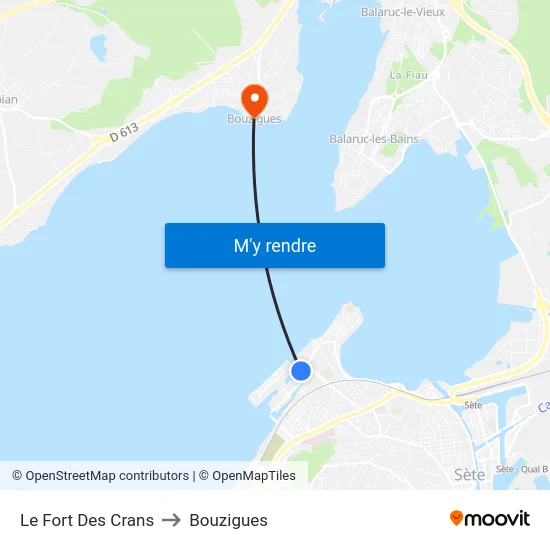 Le Fort Des Crans to Bouzigues map