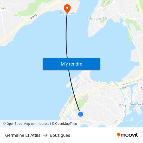 Germaine Et Attila to Bouzigues map