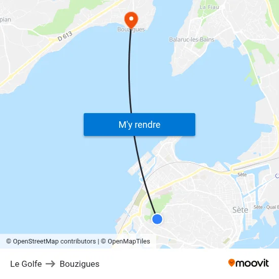 Le Golfe to Bouzigues map