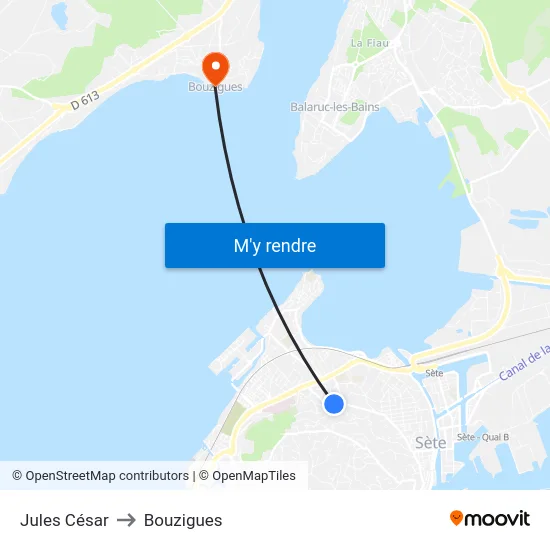 Jules César to Bouzigues map