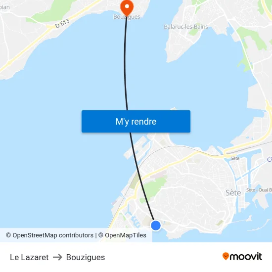 Le Lazaret to Bouzigues map