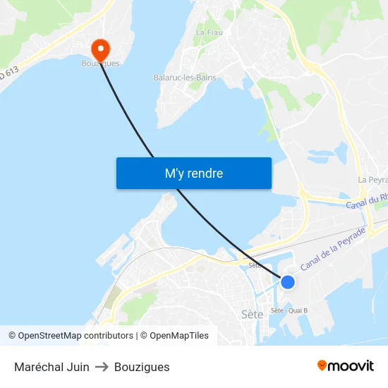 Maréchal Juin to Bouzigues map