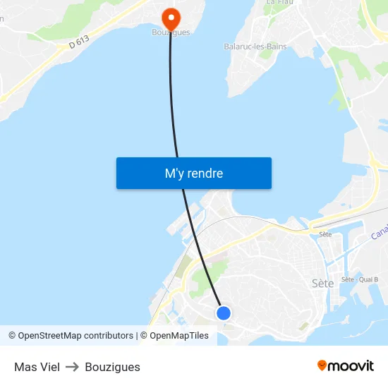 Mas Viel to Bouzigues map