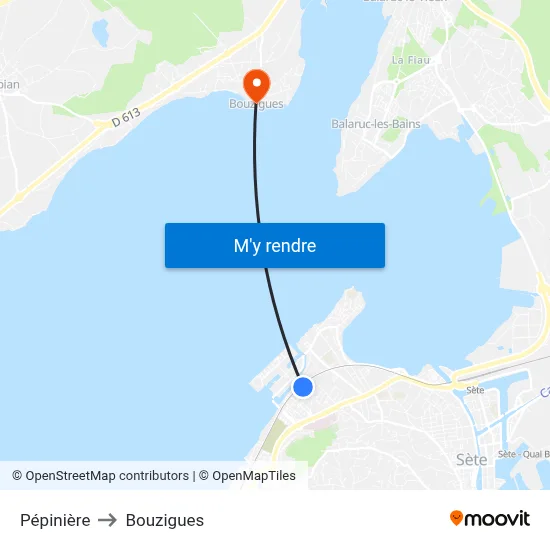 Pépinière to Bouzigues map