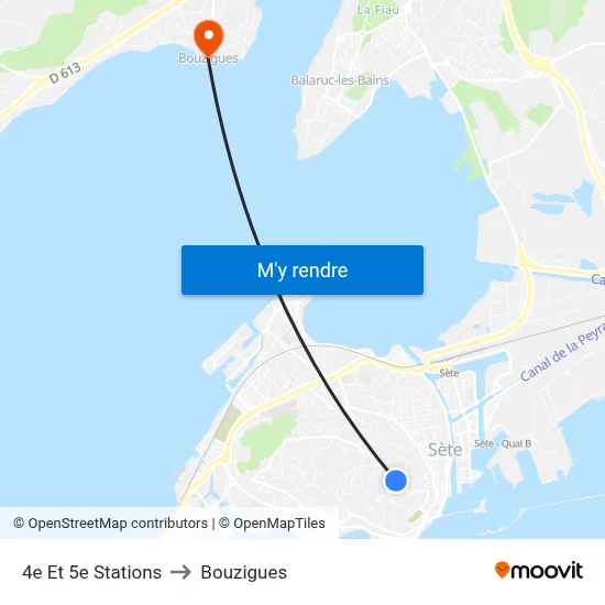 4e Et 5e Stations to Bouzigues map