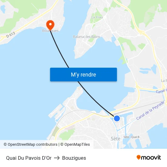 Quai Du Pavois D'Or to Bouzigues map
