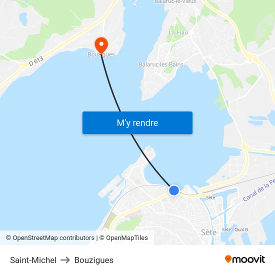 Saint-Michel to Bouzigues map