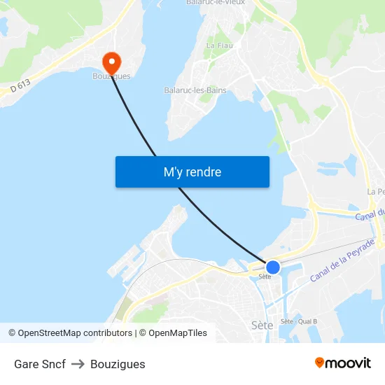 Gare Sncf to Bouzigues map