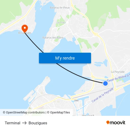 Terminal to Bouzigues map