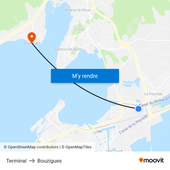 Terminal to Bouzigues map