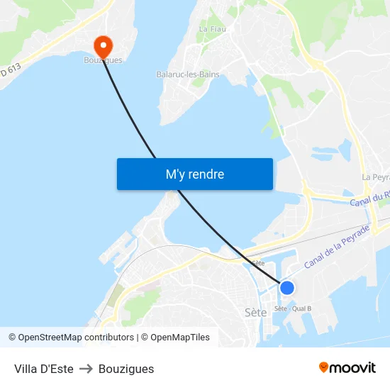 Villa D'Este to Bouzigues map