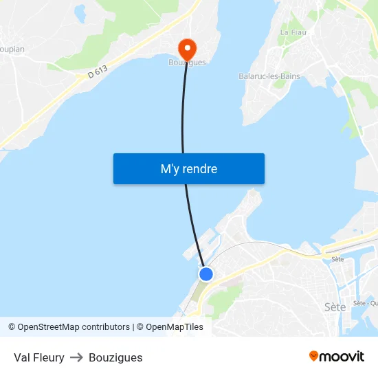 Val Fleury to Bouzigues map