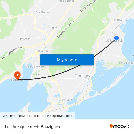 Les Aresquiers to Bouzigues map