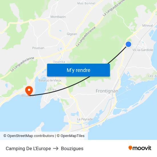 Camping De L'Europe to Bouzigues map