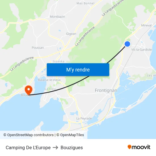 Camping De L'Europe to Bouzigues map