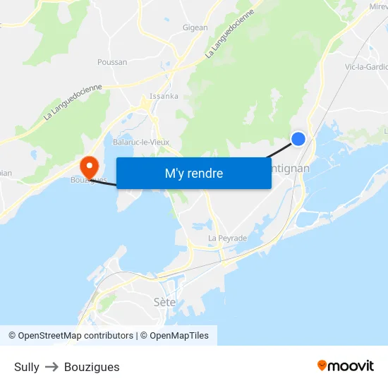 Sully to Bouzigues map