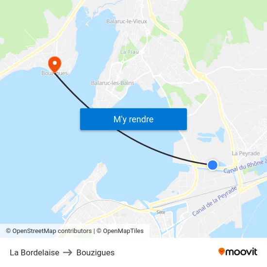 La Bordelaise to Bouzigues map