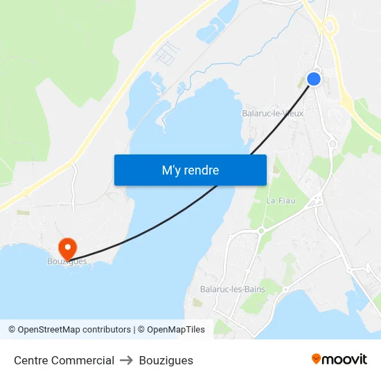 Centre Commercial to Bouzigues map