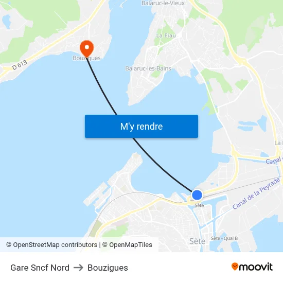 Gare Sncf Nord to Bouzigues map