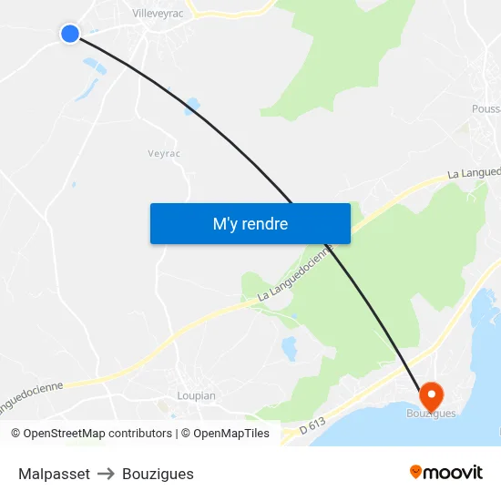 Malpasset to Bouzigues map