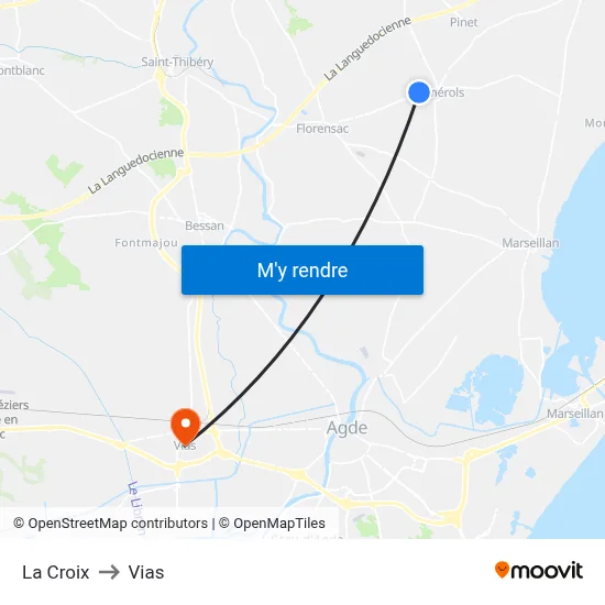 La Croix to Vias map