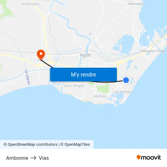 Ambonne to Vias map