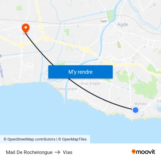 Mail De Rochelongue to Vias map