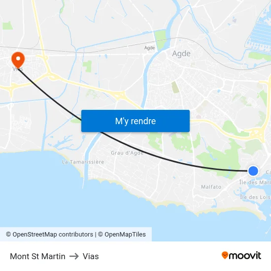 Mont St Martin to Vias map