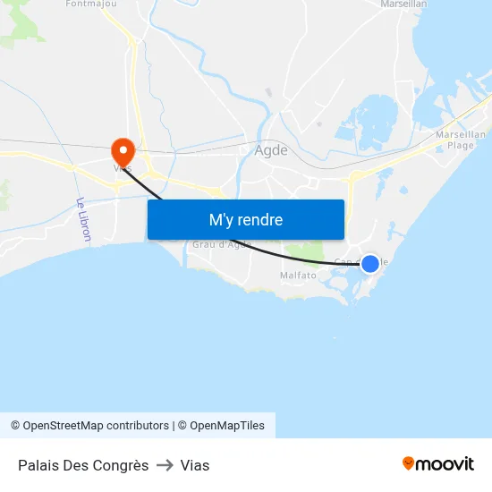 Palais Des Congrès to Vias map