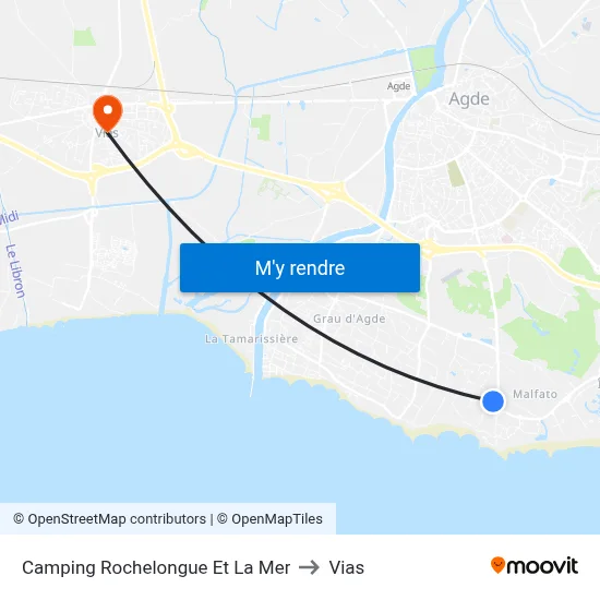Camping Rochelongue Et La Mer to Vias map