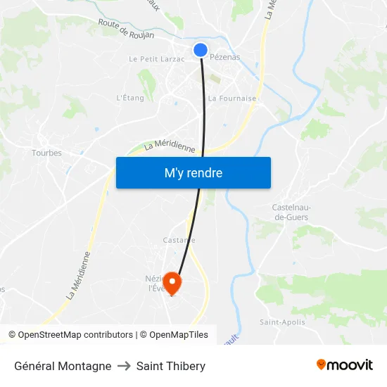 Général Montagne to Saint Thibery map