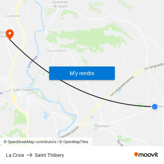 La Croix to Saint Thibery map
