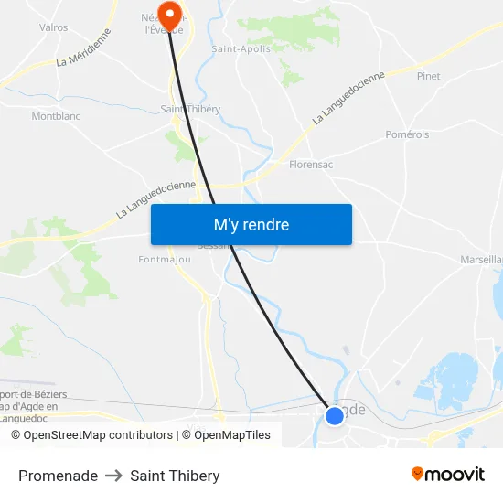 Promenade to Saint Thibery map