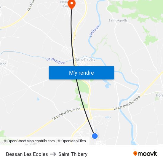 Bessan Les Ecoles to Saint Thibery map