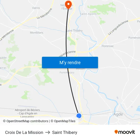 Croix De La Mission to Saint Thibery map